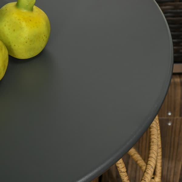 Sidebord, Sofabord, Sofabord, Sæt Af 2, Håndvævet Med Bordplade Til Have, Altan, Ø46+Ø60 Cm, Sand