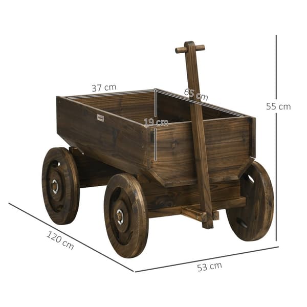 Høyseng Trevogn Design Blomsterkasse, Plantevogn, Lastekapasitet Opptil 50 Kg, Forkullet, 120X53X55Cm