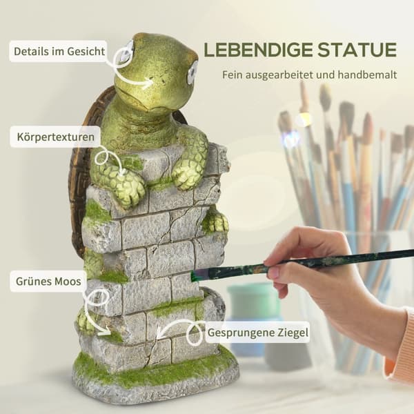 Turtle Skulptur Med Led Solar Light Hage Ornament, 14,5" Utendørs Ornament For Plen, Hage, Hage
