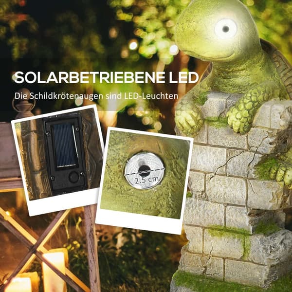 Turtle Skulptur Med Led Solar Light Hage Ornament, 14,5" Utendørs Ornament For Plen, Hage, Hage