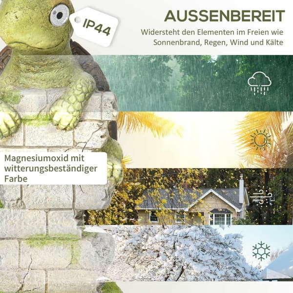 Turtle Skulptur Med Led Solar Light Hage Ornament, 14,5" Utendørs Ornament For Plen, Hage, Hage
