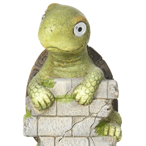 Turtle Skulptur Med Led Solar Light Hage Ornament, 14,5" Utendørs Ornament For Plen, Hage, Hage