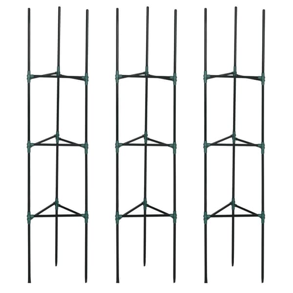 Spaljéset Med 3 Planthållare Trädgårdsväxtstödstolpar Spaljé Tomatbur För Klätterväxter Stålgrön 38 X 38 X 182 Cm