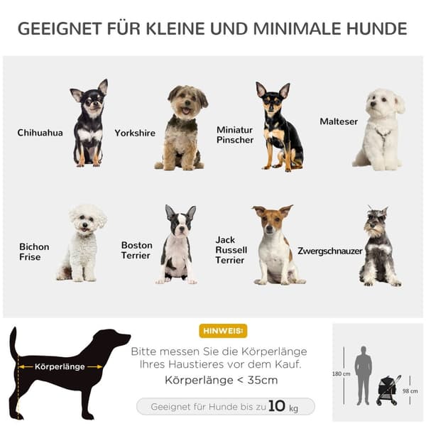 Hundvagn 2-I-1 Hundvagn & Bärväska, Hopfällbar Hundvagn Med Dyna, 4 Hjul, Meshfönster, Oxfordtyg, Svart
