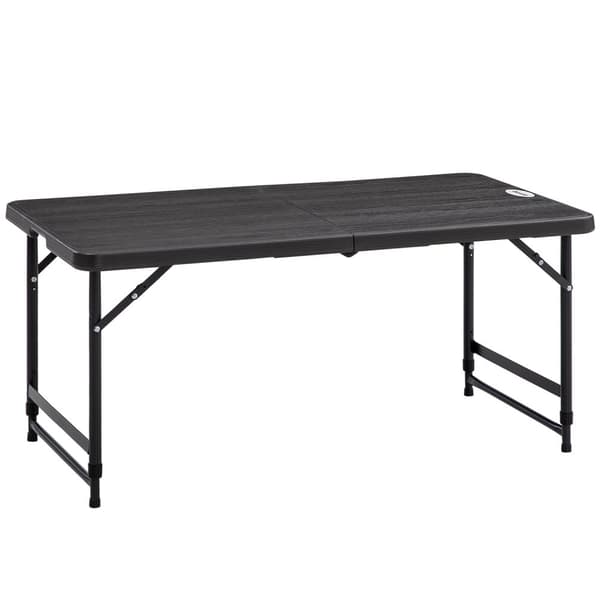 Havebord, Højdejusterbart Klapbord, Terrassebord Til 4 Personer, Buffetbord Med Stålstel, 118 X 60 X 74 Cm, Mørkegrå