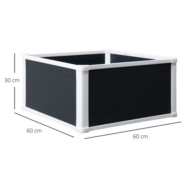 Upphöjd Bädd Blomlåda Växtlåda Med Dräneringsfunktion För Grönsaker Plastgrå 60 X 60 X 30 Cm