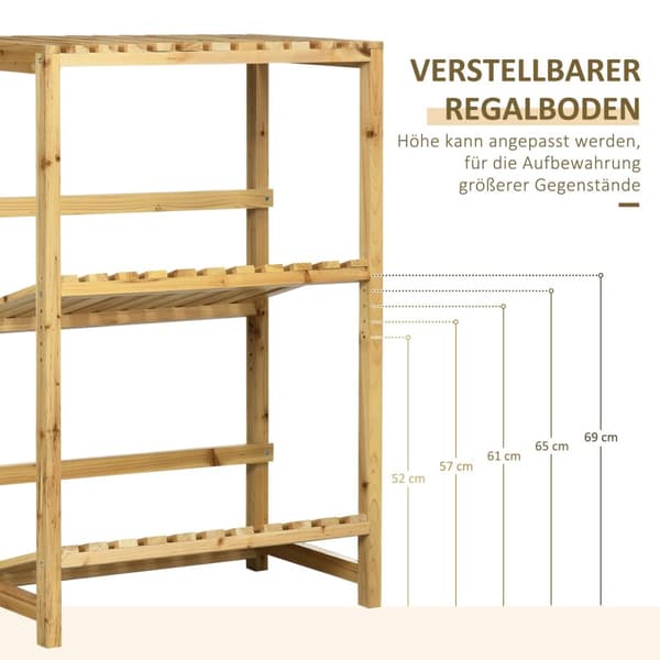 Wine Rack Pulloteline, Viiniteline, 2 Kallistettua Hyllyä, Pysyvä Hylly Patiolle Ja Puutarhaan, Natural, 74X45X111 Cm