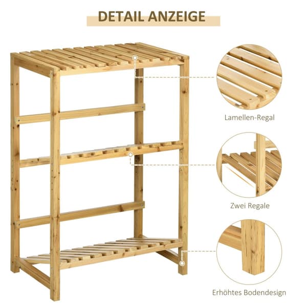 Wine Rack Pulloteline, Viiniteline, 2 Kallistettua Hyllyä, Pysyvä Hylly Patiolle Ja Puutarhaan, Natural, 74X45X111 Cm