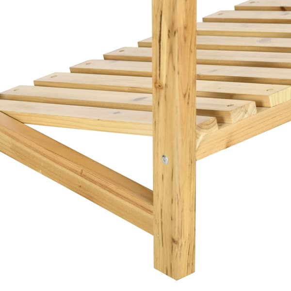 Wine Rack Pulloteline, Viiniteline, 2 Kallistettua Hyllyä, Pysyvä Hylly Patiolle Ja Puutarhaan, Natural, 74X45X111 Cm