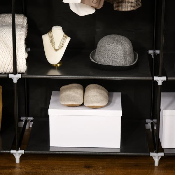 Stofgarderobe Med Lynlås, 1 Bøjlestang, 10 Hylder, 150X43X162,5Cm, Fiberdug