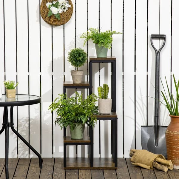 Flower Stand Plant Stand Med 4 Etager, Multifunktionel Plantehylde, Brun, 40X40X81Cm