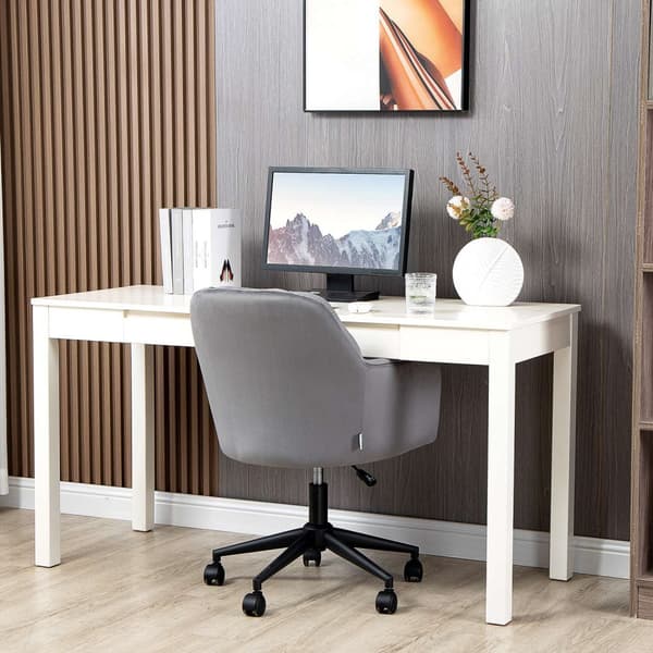 Kontorstol Skrivebordsstol Med Hjul, Høydejusterbar, Ergonomisk, Fløyelslook, Opptil 120 Kg, Grå