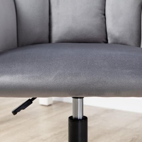 Kontorstol Skrivebordsstol Med Hjul, Høydejusterbar, Ergonomisk, Fløyelslook, Opptil 120 Kg, Grå