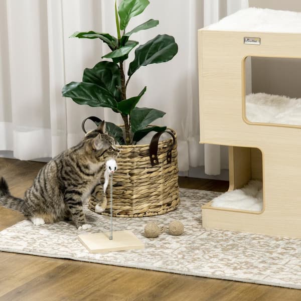 Cat Cave 3-Tier Cat Cabinet Pude Indendørs Cat House Kattehus Legetøj Eg 34X34X60 Cm