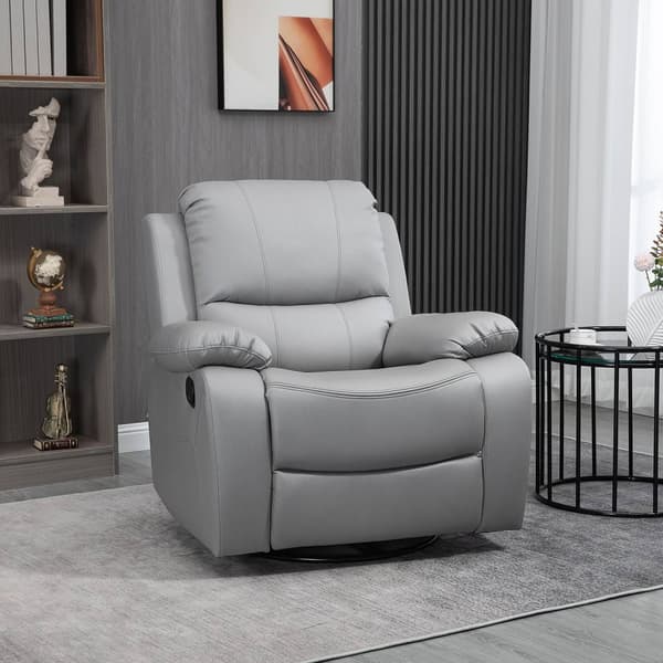 Avslapningsstol 135° Vippbar, Roterende Tv-Stol Med Fotstøtte, Polyester, Grå, Opptil 150 Kg, 72X71X60Cm