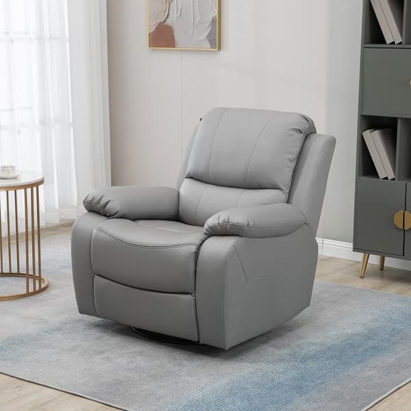 Avslapningsstol 135° Vippbar, Roterende Tv-Stol Med Fotstøtte, Polyester, Grå, Opptil 150 Kg, 72X71X60Cm