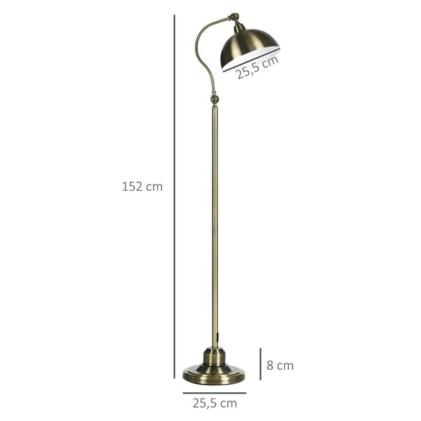 Gulvlampe Retro Buelampe Med Justerbar Lampeskærm, E27, Messing Look, Til Stuen