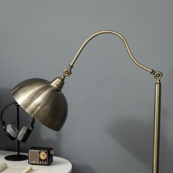 Gulvlampe Retro Buelampe Med Justerbar Lampeskærm, E27, Messing Look, Til Stuen