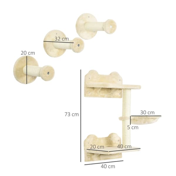 Dykkertårn & 3 Kradsestolper, Klatrevæg Med Hængekøje, Beige + Cremehvid