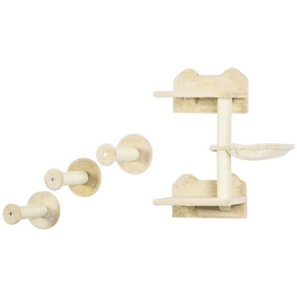 Dykkertårn & 3 Kradsestolper, Klatrevæg Med Hængekøje, Beige + Cremehvid