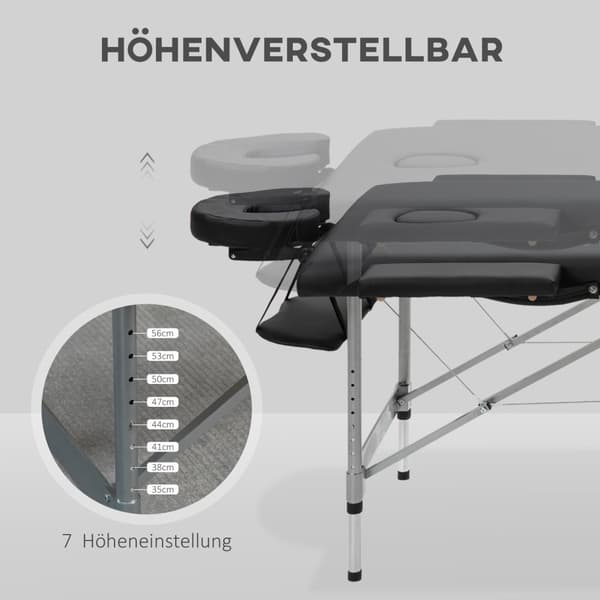 Kokoontaittuva Hierontapöytä, Ammattimainen 7-Alueen Hierontapöytä, Korkeussäädettävä, Kuormitus Jopa 130 Kg, Ihanteellinen Kylpylä- Ja Salonkikäyttöö