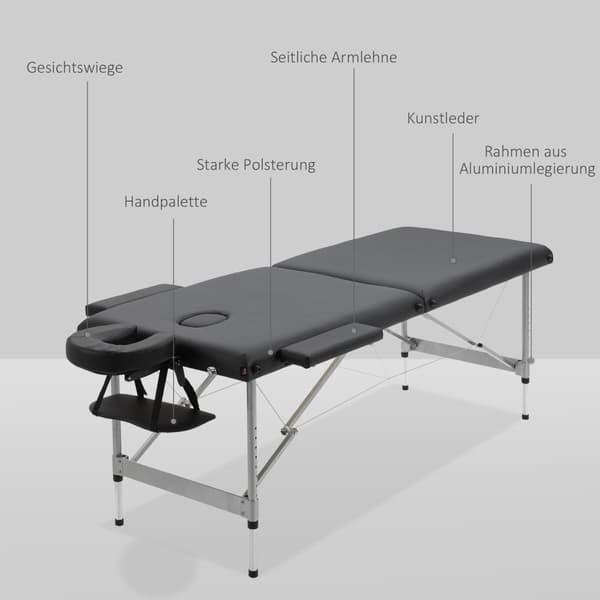Kokoontaittuva Hierontapöytä, Ammattimainen 7-Alueen Hierontapöytä, Korkeussäädettävä, Kuormitus Jopa 130 Kg, Ihanteellinen Kylpylä- Ja Salonkikäyttöö