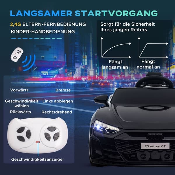 Børne-Elbil, Børnebil Med Fjernbetjening, Børnebil Med Sikkerhedssele, Horn & Musik & Forlygter, Op Til 5 Km/T, I 3-5 År