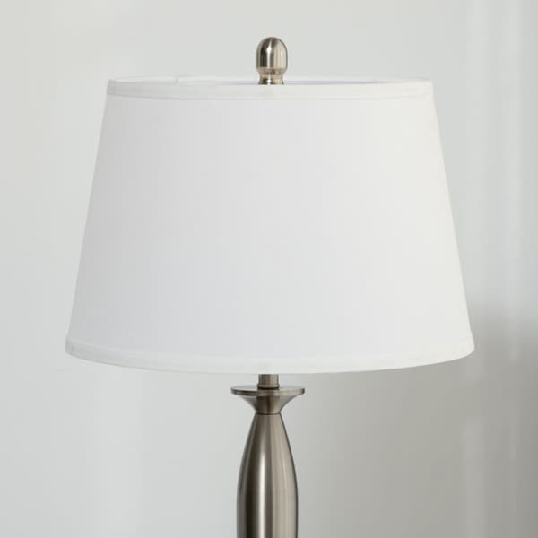 3 St. Lampsats Golvlampa 2 Bordslampor E27 Vardagsrum Sovrum Silver + Vit