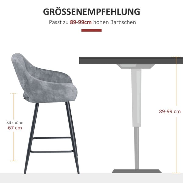 Baarituolisarja 2 Baarituolia Bistrojakkarat Jalkatuella Velvet Look Keittiötuolitiski Jakkara Istuinpäällinen Kitchen Islandsille Teräksenharmaa 50 X