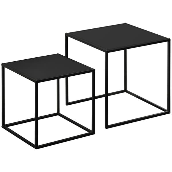 Salongbord Sett Med 2 Sidebord I Moderne Design, Stålramme, Opptil 10 Kg, Sort, 120X59X45Cm
