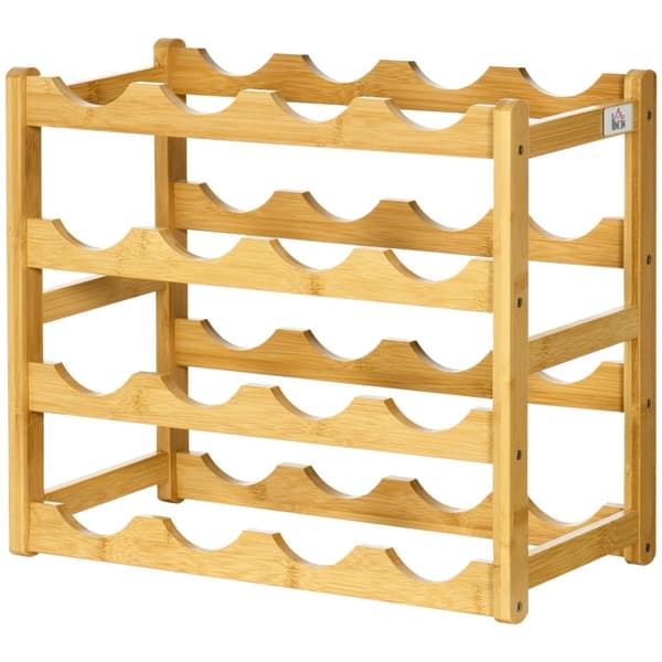 Vinreol Flaskeholder Bambus Naturtræ 16 Flasker 43X23,5X38Cm
