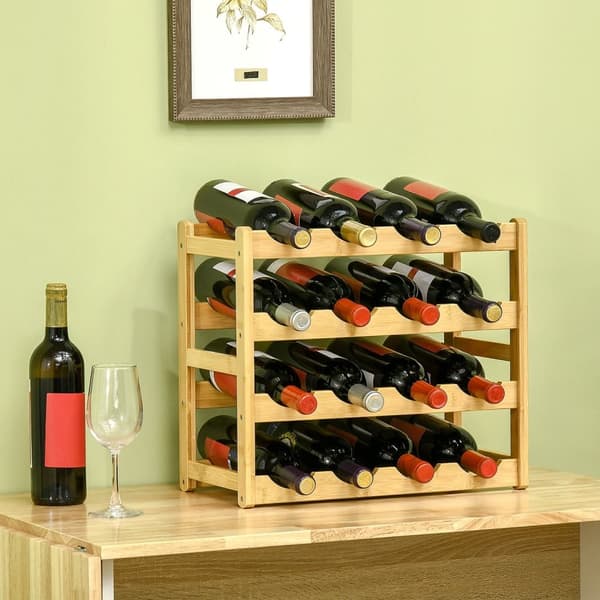 Vinreol Flaskeholder Bambus Naturtræ 16 Flasker 43X23,5X38Cm