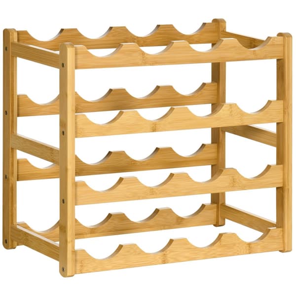 Vinreol Flaskeholder Bambus Naturtræ 16 Flasker 43X23,5X38Cm