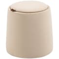 Pikkukuva 1 / 10: Ottomaanien Pyöreä Jakkara, Jossa Säilytystilaa Samettimainen, Beige, Irrotettava Kansi, Ø44Cmx47,5Cm, Sivupöytänä