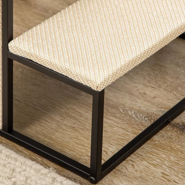 Kæledyrstrapper 3-Trins Kattetrappe Hundetrappe Med Skrabebræt Og Hængende Legebold Dyretrappe Stål Sisal Cremehvid + Sort 51X54X53Cm