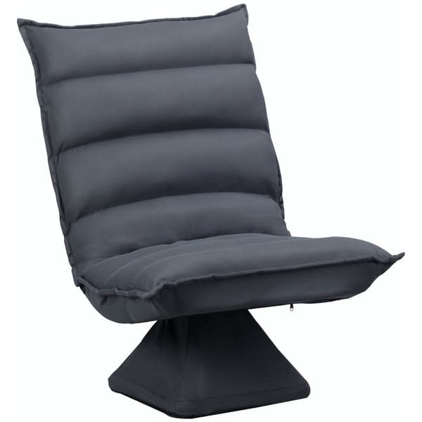 Avslapningsstol Gulv Sofa Gulvstol Med 360° Roterende Base, 5-Nivå Justerbar Ryggstøtte, Stål, Mørkegrå