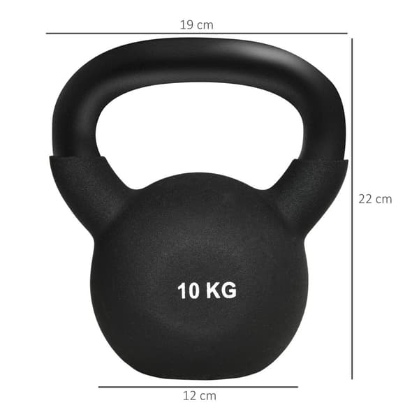 Kettlebell Støpejern Neoprenbelegg Gulvvennlig Svingmantel Svart 10 Kg