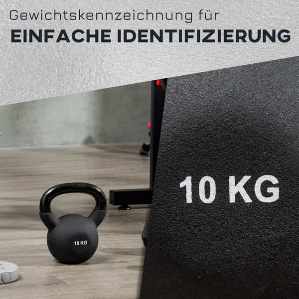 Kettlebell Støpejern Neoprenbelegg Gulvvennlig Svingmantel Svart 10 Kg