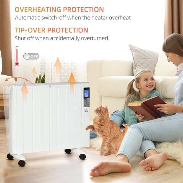 4 Mode Jäähdytin Lcd-Näytöllä 2000W Sähkölämmitin 2 Tasoa 5-35℃, Kaukosäädin, Pyörät Ja Suoja 15 M² Huoneeseen 75 X 7,5 X 58,5 Cm