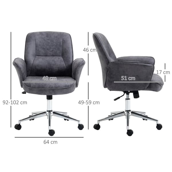 Kontorstol Ergonomisk Skrivebordsstol Med Vippefunktion, Højdejusterbar, Bæreevne Op Til 120Kg, 67X69X92-102Cm