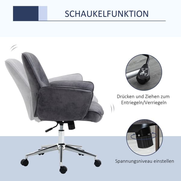 Kontorstol Ergonomisk Skrivebordsstol Med Vippefunktion, Højdejusterbar, Bæreevne Op Til 120Kg, 67X69X92-102Cm