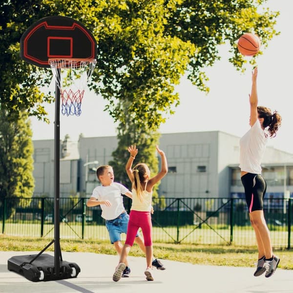 Basketball Bøjle Med Stativ Udendørs Højdejusterbar Basketball Stativ Med Hjul 195-250 Cm Velegnet Til 8-14 År