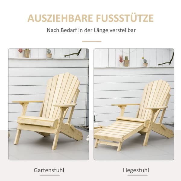 Adirondack Hagestol Med Fotstøtte Sammenleggbar Hagestol Utendørs Hagemøbler Naturlig Furu 78 X 140 X 94 Cm