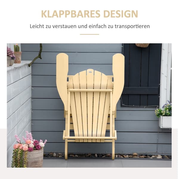 Adirondack Hagestol Med Fotstøtte Sammenleggbar Hagestol Utendørs Hagemøbler Naturlig Furu 78 X 140 X 94 Cm