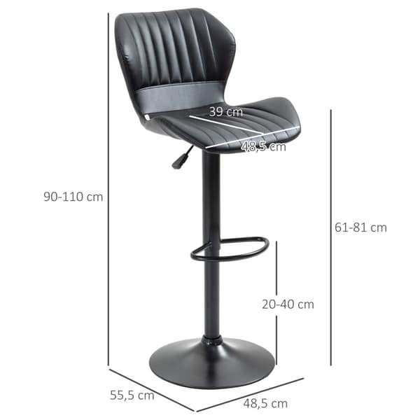 Baarituolit Korkeussäädettävä Sarja 2 Kääntötuolia Baarituolit 360° Käännettävissä Selkänojalla Keinonahka 48,5X55,5X90-110 M