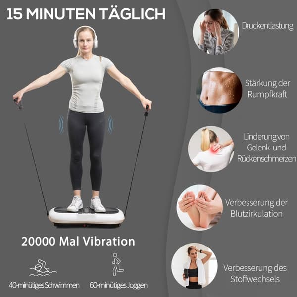 Tärinälevykuntolaite, Jossa 2 Kuntonauhaa, 99 Tärinätasoa, Jopa 120 Kg, Koko Kehon Harjoitteluun, 200W