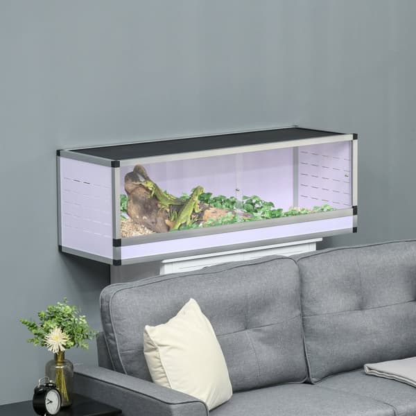 Terrarium Reptil-Oppdrettsboks For Reptiler Amfibier Arachnider Laget Av Aluminium Hvit + Sølv + Svart 120 X 40 X 40 Cm