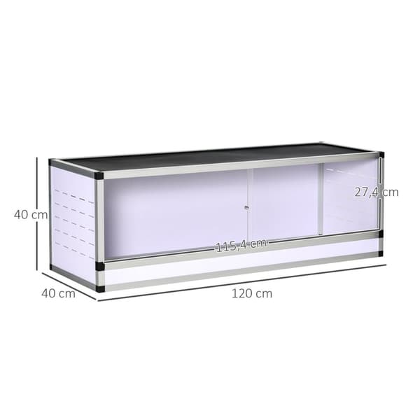 Terrarium Reptil-Oppdrettsboks For Reptiler Amfibier Arachnider Laget Av Aluminium Hvit + Sølv + Svart 120 X 40 X 40 Cm