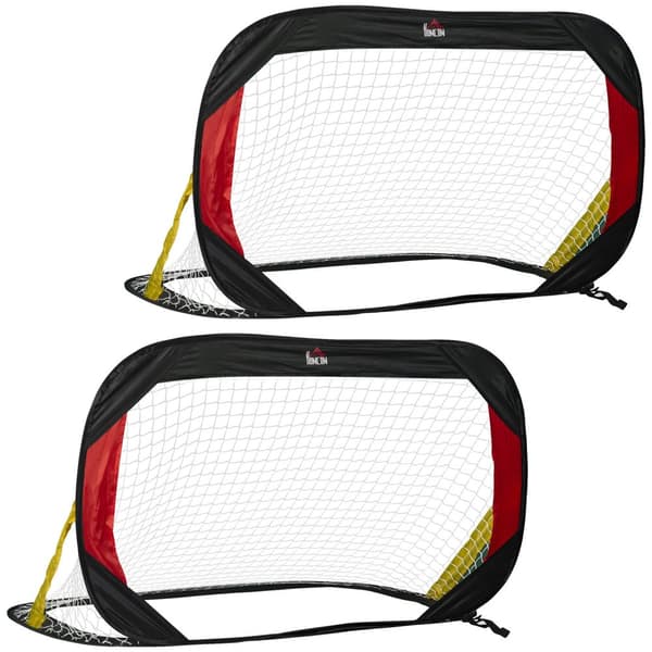Fotballmål Sett Med 2 Fotballnett Minimål Sammenleggbare For Hagen Eller Parken For Barn Og Voksne Stål Polyester Svart 186 X 90 X 89 Cm