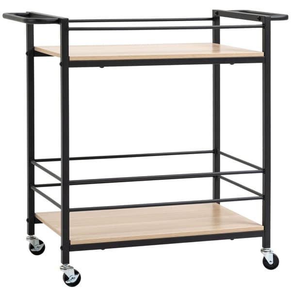 Serveringsvogn Kjøkkenvogn Med 2 Nivåer, Håndtak, Hjul Med Bremser, Rekkverk, Lastekapasitet 60 Kg, 82X40X75 Cm